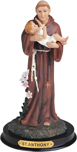 ICE ARMOR 9 pulgadas de alto San Antonio sosteniendo niño Jesús estatua Antonio de Padua figura religiosa decoración religiosa