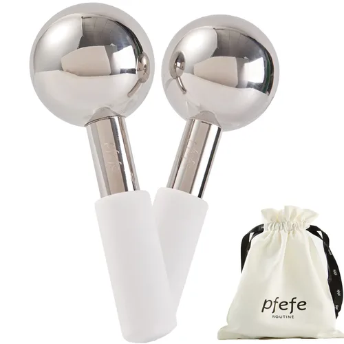 Miniatura 10 de Globos de hielo pfefe para cara y ojos, varitas criogénicas irrompibles de acero inoxidable para rutinas de belleza, globos de enfriamiento con Rosa