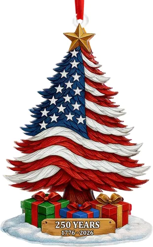 Miniatura 12 de Adorno de 250 aniversario de Estados Unidos, adorno para árbol de Navidad de Estados Unidos, 250 adornos de Navidad de bandera patriótica