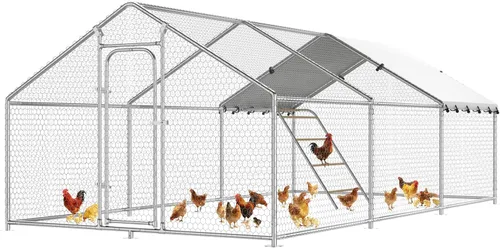 Miniatura 15 de Gallinero grande de metal para pollos con percha para posarse, gallinero de entrada para aves de corral, casa para patos, corral para pollos