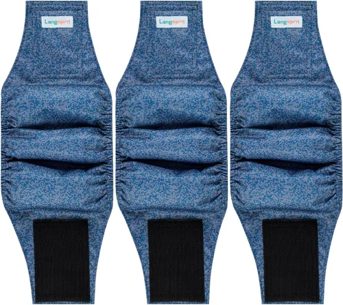 Miniatura 8 de Langsprit Bandas para el vientre masculino para perros (paquete de 3) – Envolturas para perros de alta absorción lavables – Pañales reutilizables