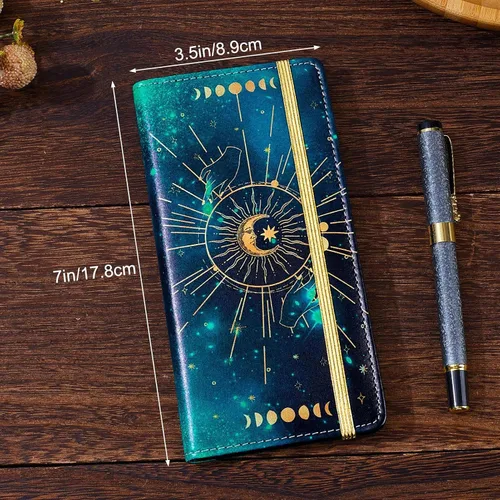 Miniatura 3 de Funda para chequera personal, cartera RFID con soporte para bolígrafo y divisor de plástico transparente integrado para cheques duplicados, Cielo