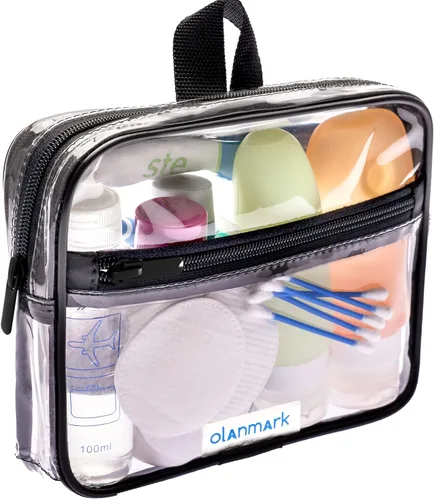 Bolsa de aseo aprobada por la TSA 3-1-1, bolsa de cosméticos de viaje transparente con asa, bolsa de tamaño de cuarto de galón con cremallera, bolsa