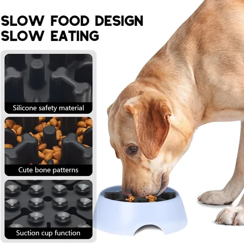 Miniatura 3 de Inserto de Cuenco para Perros de Rompecabezas de Silicona Suave Anti-Asfixia, Comedero Antideslizante de Alimentación Lenta para Cuencos Elevados