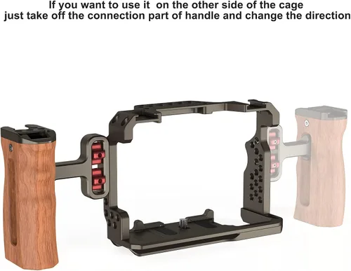 Miniatura 5 de Mini mango lateral de madera con tornillos de 1/4 de pulgada a 20 tornillos para cámara digital, jaula de cámara réflex digital con soporte de Mango