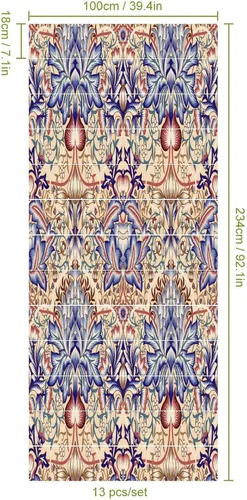 Miniatura 2 de Brebasf - Calcomanías decorativas abstractas de William Morris, diseño de damasco floral de jardín rústico de primavera para interiores