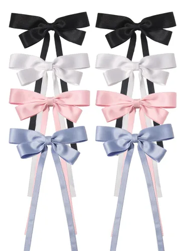 Furling Pompoms Cintas para el cabello – Lazos para el pelo con borlas en negro, blanco, azul, rosa para mujeres y niñas Negro/Blanco/Rosa/Azul Claro
