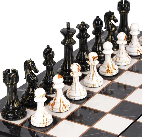 Miniatura 2 de Juego de ajedrez grande de 15 pulgadas para adultos con piezas de ajedrez acrílicas con peso, Rey de 3.5 pulgadas y tablero de ajedrez de madera