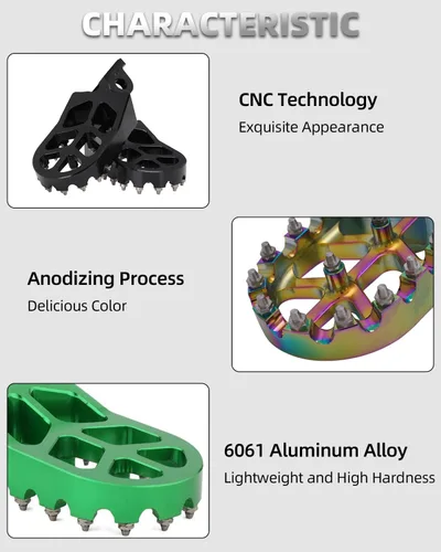 Miniatura 4 de JFG RACING Estribos para motos de cross, reposapiés para Dirt Bike Pedales para KX250F 06-18/KX250 19-22/KX450F 07-18/KX450 19-23/KLX450R Negro