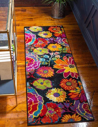 Miniatura 16 de Unique Loom colección Lyon - Alfombra Kennedy (2 x 3 pies 1 pulgada, Rectangular, Negro/Verde)