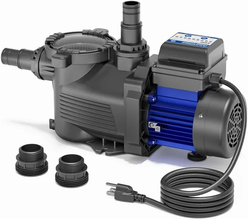 Aquastrong Bomba de piscina sobre el suelo de 3/4 HP con temporizador, 115 V, 3800 GPH, adaptador de 1.25 y 1.5 pulgadas, alto flujo, potentes