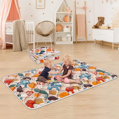Fshibila Tapete de juego para bebé, tapete de juego de 74 x 50 pulgadas para corral, tapete de juego para bebé para piso, tapete de juego grueso y