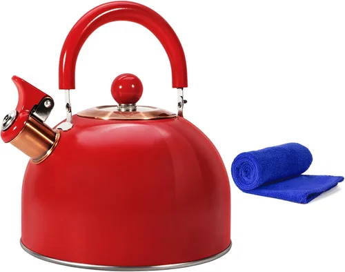 Miniatura 11 de Hervidor de Té, Hervidor de Té Silbante para Estufa de 2.6 Cuartos, Teteras para Estufa de Acero Inoxidable Grado Alimentario, Mango