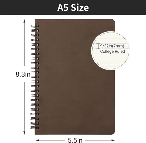 Miniatura 2 de EUSOAR Cuaderno con rayas en espiral, tamaño A5, paquete de 3 unidades de 5.5 x 8.3 pulgadas, 120 páginas, cuaderno de escritura de viaje, cuaderno