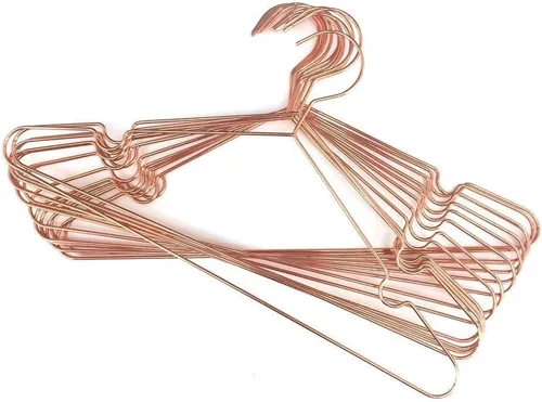 Miniatura 10 de Perchas de cobre de oro rosa de 16.5 pulgadas, paquete de 10, colgador de metal resistente para almacenamiento, exhibición, organización de abrigos