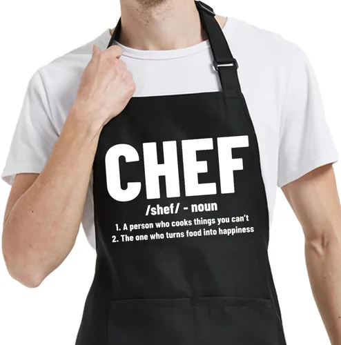 Delantales de chef para hombres y mujeres con bolsillos, delantal de cocina para cocinar a la parrilla, regalos para papá, mamá, cumpleaños, Navidad