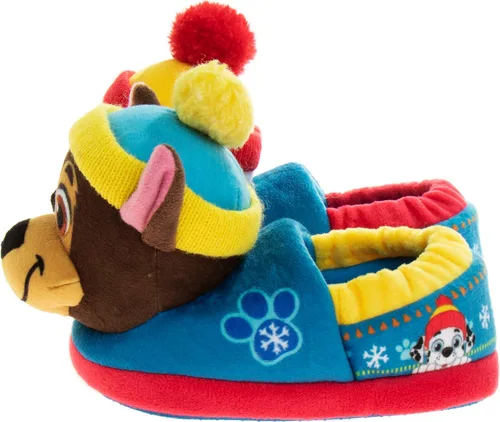 Miniatura 2 de Nickelodeon Paw Patrol and Sponge Bob Squarepants Zapatos de casa Chase y Marshall para niños pequeños Zapatillas de casa de felpa, ligeras