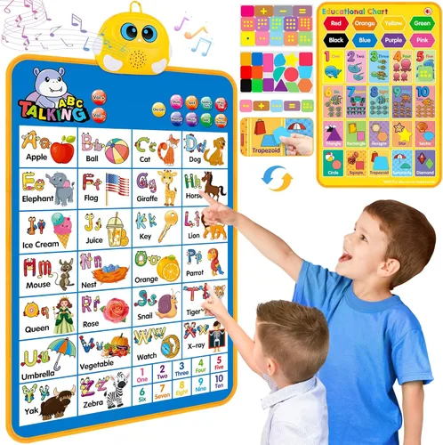 Tabla electrónica de pared del alfabeto, ABC hablante, 123s, póster musical, juguetes de aprendizaje para niños pequeños de 1 a 3 años, juguete