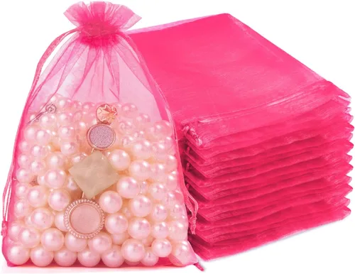 Miniatura 28 de Crweety 50 Piezas Bolsas de Organza Doradas de 3 x 4 Pulgadas, Pequeñas Bolsas de Regalo de Malla con Cordón para Favores de Boda, Despedida