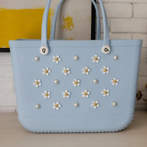 Miniatura 2 de Dijes de Flores Compatibles con Bolsa Bogg y Simply Southern Totes, Accesorios de Dijes Insertables de Perlas para Bolsa