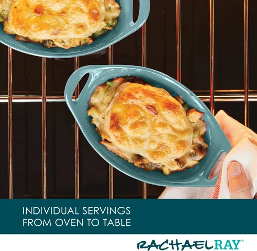 Miniatura 5 de Rachael Ray Ceramics - Juego de gratin ovalado, dos piezas de 355 ml, color azul agave