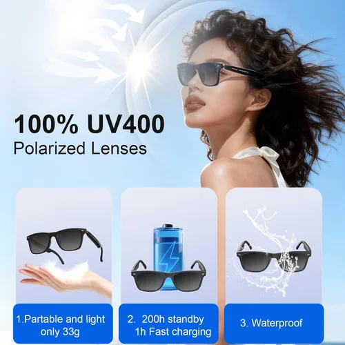 Miniatura 3 de Gafas inteligentes para hombres y mujeres con GPT de chat, gafas de traducción Bluetooth con 164 idiomas, audio de oído abierto con micrófono