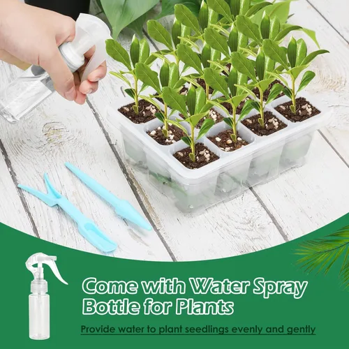 Miniatura 5 de Bandeja de inicio de semillas reutilizable, paquete de 4 unidades de silicona para iniciar semillas de plantas con cúpula y tapa ajustables