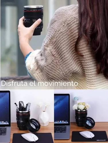 Miniatura 5 de Taza de café con diseño de lente de cámara Chasing Y, taza con forma de lente de cámara, divertidas tazas de café con lente de cámara de acero