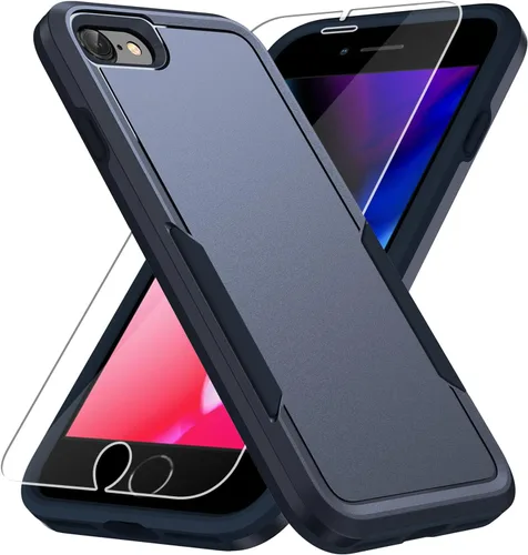 Miniatura 10 de Funda para iPhone SE 2022 (3ª)/2020 (2ª)/iPhone 7/8, con protector de pantalla, [prueba de caídas de grado militar], resistente, resistente, a Negro