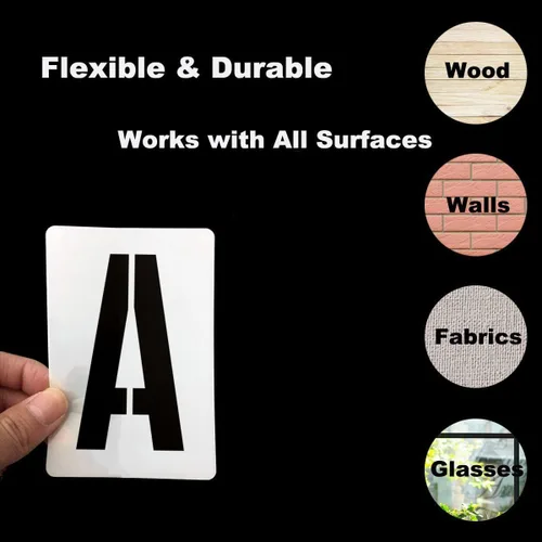 Miniatura 7 de Plantillas de letras del alfabeto de 12 pulgadas para pintar, paquete de 42 plantillas de letras y números con letreros para pintar sobre madera