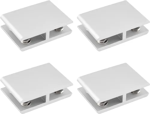 Miniatura 13 de INCREWAY Abrazadera de vidrio, paquete de 4 soportes ajustables de aleación de aluminio de doble cara para estante de vidrio, soporte de abrazadera