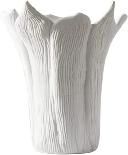 Jarrón de escultura de cerámica, flores secas, hotel, entrada, TV, gabinete, jarrones artísticos, floreros blancos, 11.2 x 15.2 in, manualidades