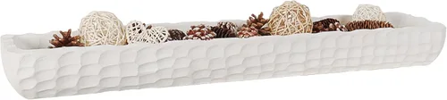 Miniatura 11 de Oakrain Cuenco decorativo de madera para decoración del hogar, cuenco de masa rústico de 16 pulgadas con rayas verticales talladas a mano, bandeja