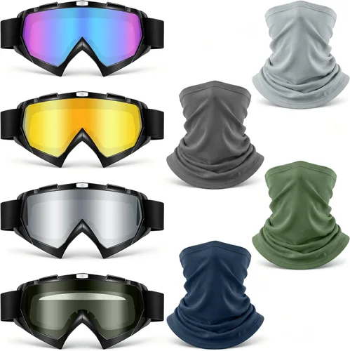 Miniatura 11 de Tallew 4 piezas de gafas para motocicleta, moto de cross y ATV para hombres y mujeres, ajustables, resistentes al viento y 4 piezas de cubierta