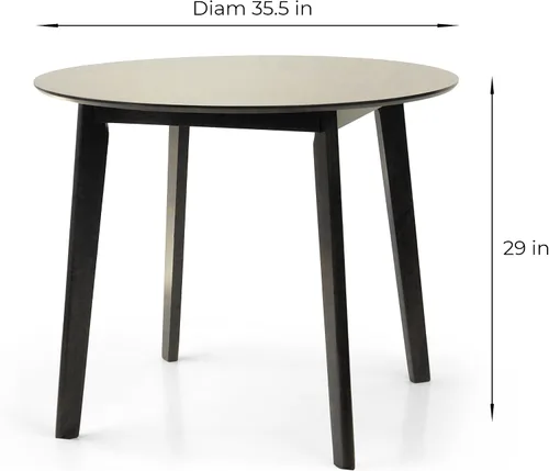 Miniatura 4 de Juego de 3 mesas redondas de cocina y 2 sillas laterales Yumiko de madera maciza con asiento acolchado
