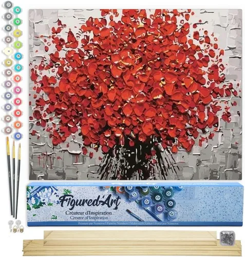 Miniatura 13 de Figured'Art - Juego de pintura por números, lienzo enrollado sin marco, para manualidades, para adultos, 16 x 20 pulgadas, jarrón de peonías