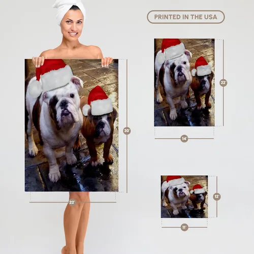 Miniatura 5 de 3dRose English Bulldog Christmas Wearing Santa Hats 11x12 Wash Cloth for Face and Body