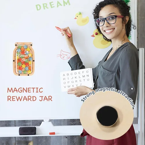 Miniatura 6 de Tarro de recompensa magnético personalizado con estrellas, tarro de recompensa para el aula para niños, tabla de comportamiento del sistema