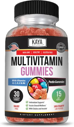 Miniatura 12 de Kaya Naturals Gomitas multivitamínicas para adultos, biotina, vitamina A, C y E, incluyendo zinc y vitamina B-12, ácido fólico, sabor a fresa