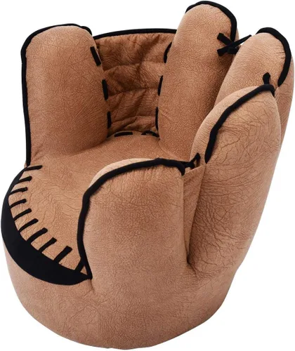 Miniatura 9 de Costzon Sofá para niños con estructura de madera maciza y diseño de guante de béisbol, sillón para niños para sala de juegos, guardería, jardín