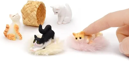 iland Figuras de gato, accesorios para casa de muñecas a escala 1/12, mini gato realista para decoración de casa de muñecas y decoración de pasteles