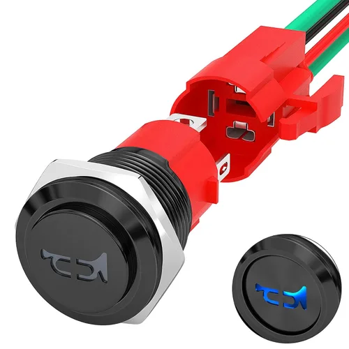 Joinfworld Interruptor de botón de claxon 12V 20A de servicio pesado de 16MM, interruptor de altavoz de metal para bocina, botón de contacto