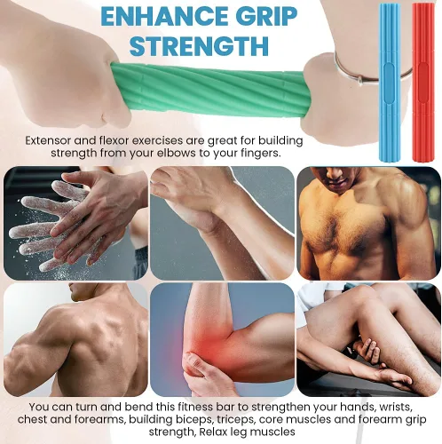 Miniatura 5 de Barra flexible para terapia de codo de tenis y golfistas, 3 niveles de resistencia, alivia la tendinitis, dolor de muñeca y antebrazo, mejora