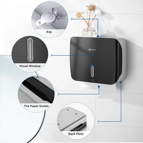 Miniatura 3 de Dispensador de toallas de papel para montaje en pared, dispensador de toallas de mano plegado múltiple/triple en C, dispensador de toallas de papel