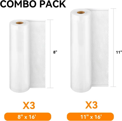 Miniatura 8 de Wevac - Paquete de 6 rollos de 11 pulgadas x 16 pies y 8 pulgadas x 16 pies, bolsas selladoras al vacío para Food Saver, Weston, grado comercial