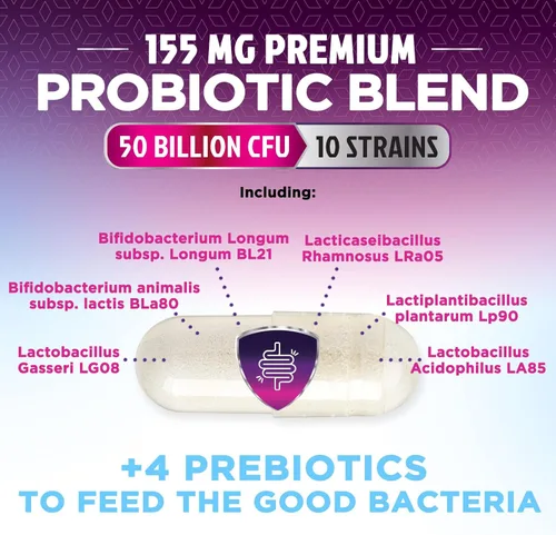 Miniatura 3 de Probióticos, 60 mil millones de UFC por porción, probióticos con prebióticos para apoyo a la salud digestiva e inmunológica para mujeres y hombres