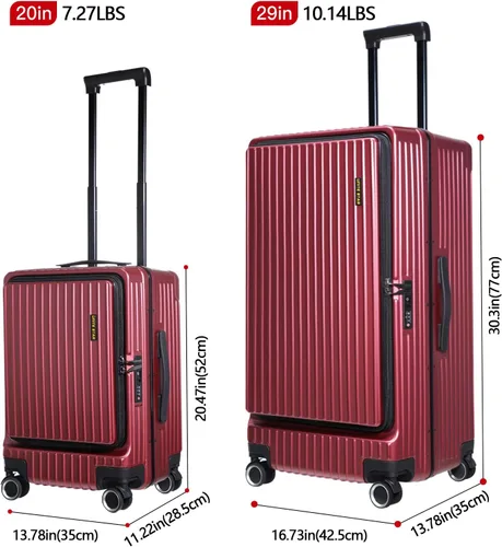 Miniatura 8 de S Unite Star 20 Inch Carry On Luggage with Front Laptop Pocket, Lightweight Hardshell ABS+PC+Aluminum Frame Suitcase with TSA Lock, 360 Spinner