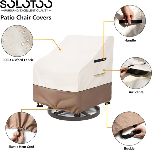 Miniatura 4 de Fundas impermeables para sillas de patio, 27.5 pulgadas de ancho x 32.6 pulgadas de profundidad x 36 pulgadas de alto, fundas giratorias para sillas