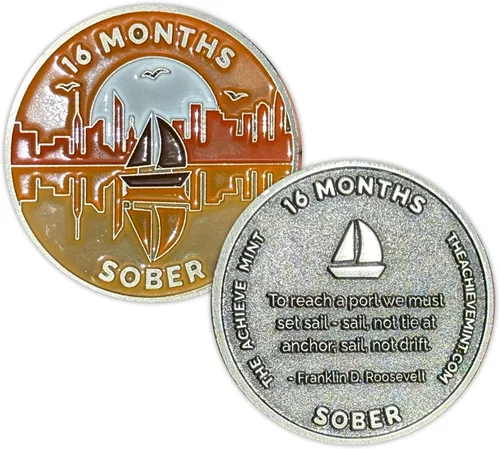 Miniatura 18 de Ficha sobria de 8 meses Chip sobrio de ocho meses Regalo no AA, medallones no religiosos para hombres y mujeres que celebran la sobriedad