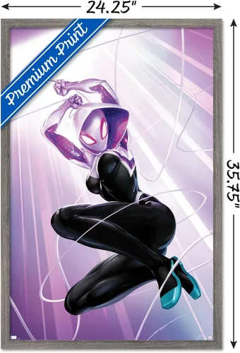 Miniatura 3 de Marvel Comics - Póster de pared de araña fantasma #1, 34 pulgadas de largo x 22.4 pulgadas de ancho, versión enmarcada de madera de granero Versión